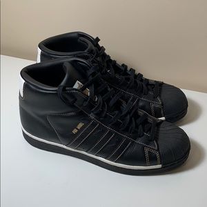 Black Leather Adidas pro Model Hightops